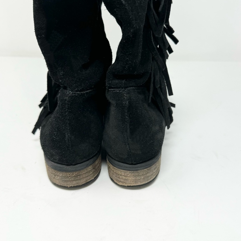 Steven Steve Madden Daltton Western Fringe Boots Leather Black Size 8.5 - Picture 4 of 7